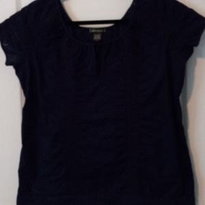 Eddie Bauer navy women's eyelet blouse